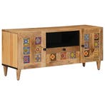 vidaXL TV-kast met lade Naturel 105 x 33,5 x 46 cm Massief, Huis en Inrichting, Woonaccessoires | Cd- en Dvd-rekken, Verzenden