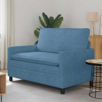 vidaXL Bank 2-zits Blauw 126 x 81 x 87,5 cm Stof, Huis en Inrichting, Verzenden, Minder dan 150 cm, Stof, Nieuw