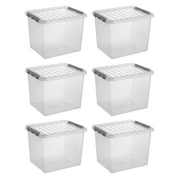 Sunware Q-line Opbergbox Transparant/Grijs 52 liter Set van, Ophalen of Verzenden, Nieuw
