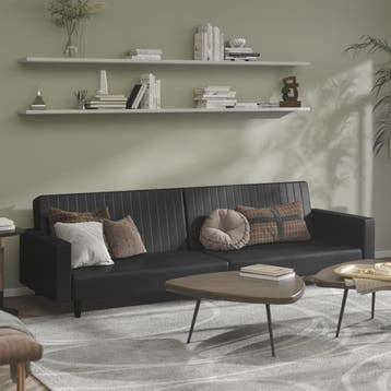 2-in-1 Bankbed Zwart | 35% Korting, 100 cm, Zwart, Ophalen of Verzenden, 220 cm