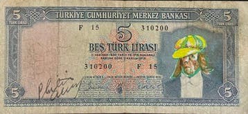 Philip Akkerman (1957) - Zelfportret op Turks 5 lira biljet