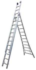 Ladder 3-delig Maxall PRO-line MR Uitgebogen 3x10, Verzenden, Nieuw, Ladder, Opvouwbaar of Inschuifbaar
