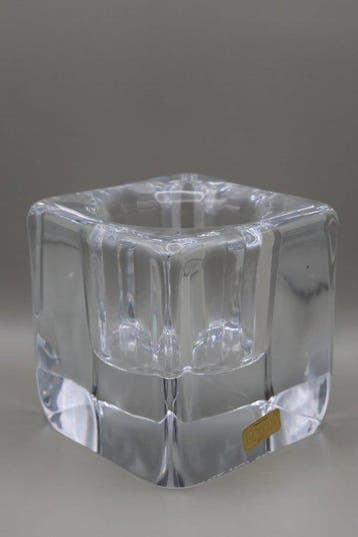 Vintage Kosta Sweden Crystal Ice Cube Tea Light Holder by