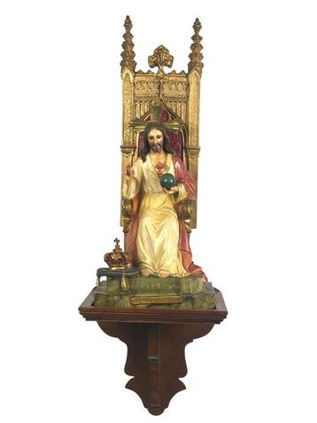 Olot - Sculptuur - Heilig Hart van Jezus op een troon