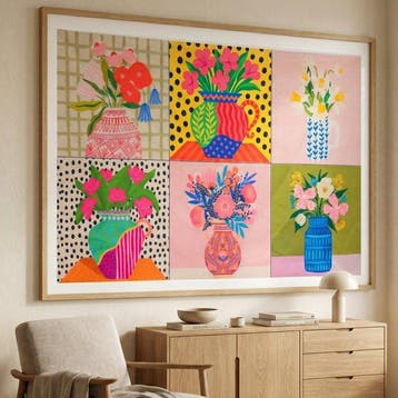 AA186 - Artistiek paneel 6 bloemportretten – Hedendaagse Pop