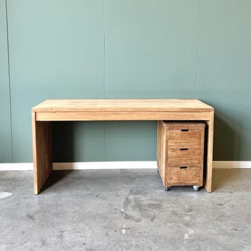Modern Bureau | Massief Teakhout | Incl. Gratis Ladenkast |, Ophalen of Verzenden, Nieuw