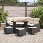 vidaXL Tuinbankenset met kussen 9 pcs Zwart poly rattan, Verzenden, Nieuw, Rotan, Meer dan 8 zitplaatsen
