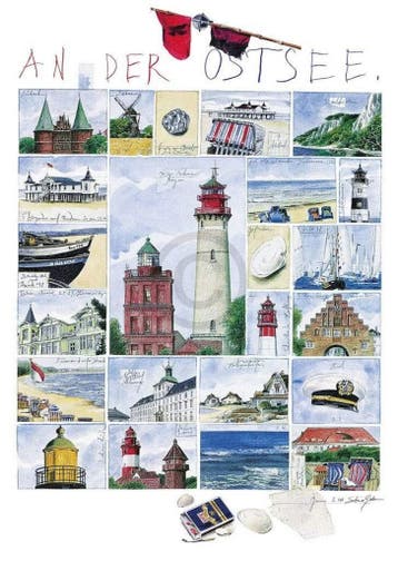 Kunstdruk Sabine Gerke - An der Ostsee 50x70cm, Verzenden, Nieuw