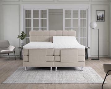 Elektrische Boxspring Arizona - Beige - 160 x 220 cm, Verzenden, Beige, Nieuw, 160 cm