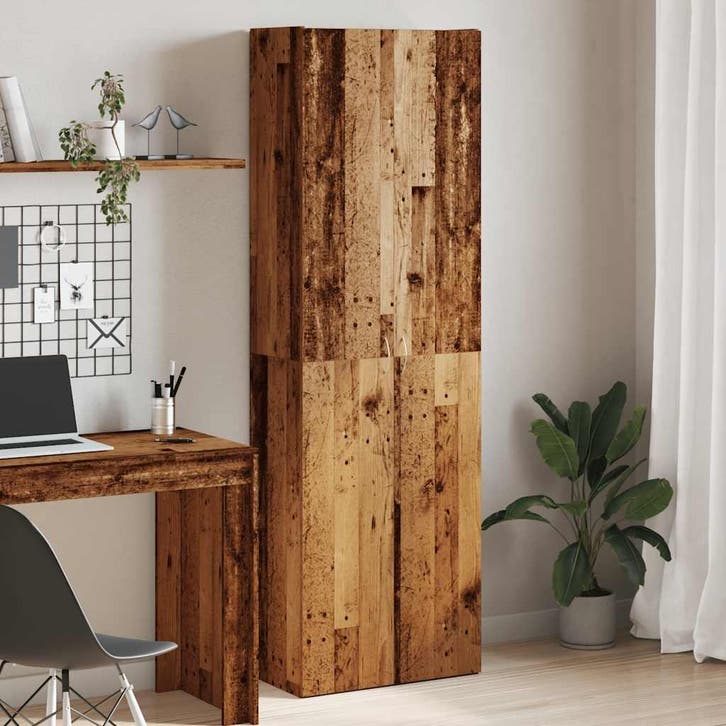 vidaXL Hoge kast 60x32x190 cm bewerkt hout oud houtkleurig, Huis en Inrichting, Kasten | Roldeurkasten en Archiefkasten, Nieuw