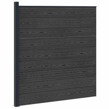 vidaXL Hekpaneel WPC en Aluminium Zwart, Verzenden, Nieuw