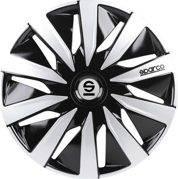 4-Delige Sparco Wieldoppenset Lazio 16-inch zwart/zilver, Ophalen of Verzenden, Nieuw