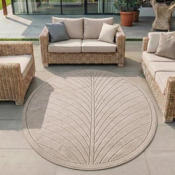 Rond Buitenkleed | Nova | Palmblad | Beige | 120x120 cm, Verzenden, Nieuw