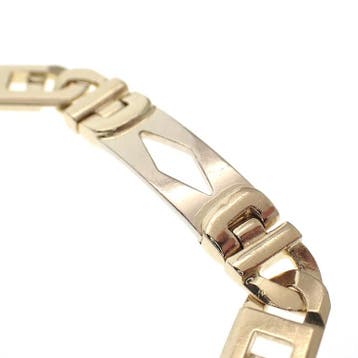 Bicolor gouden schakelarmband met wiebertjes, Sieraden, Tassen en Uiterlijk, Armbanden, Ophalen of Verzenden, Gebruikt, Goud, Goud