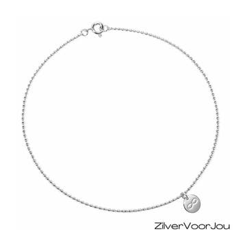 Zilveren infinity coin enkelketting 25 cm, Verzenden, Nieuw, Zilver