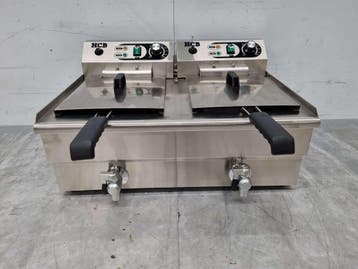 RVS Dubbele Friteuse Frituur 2 x 14 liter 400V Horeca, Ophalen of Verzenden, Nieuw in verpakking