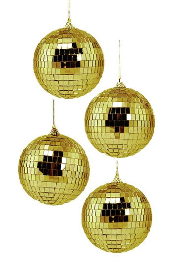 4x Discobal Goud Ø 10 cm Klein Gouden Discobol Spiegelbol Gl, Hobby en Vrije tijd, Ophalen of Verzenden, Nieuw, Feestartikel, Carnaval