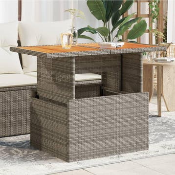 vidaXL Tuintafel 100x55x73 cm poly rattan en acaciahout, Tuin en Terras, Verzenden, Nieuw