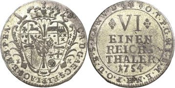 1/6 taler, daalder 1754, Muenster-bistum Clemens August v..., Verzenden