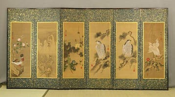 Bybu kamerscherm - Papier - Japan - Late Edo periode -