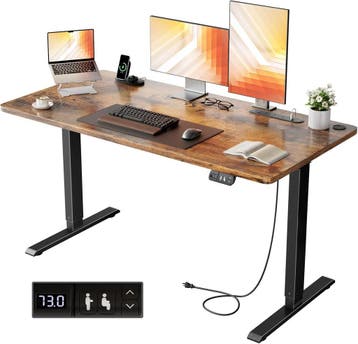 HLDIRECT Elektrisch staand bureau met stopcontacten, 140x60c, Verzenden, Zo goed als nieuw
