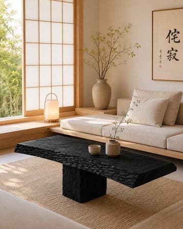 Bijzettafel - Salontafel - Shou Sugi Ban - Gemaakt in Italië