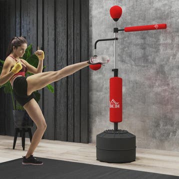 HOMCOM Staande Bokszak 4-in-1 met Snelheidbal, Rotatiebar en, Sport en Fitness, Verzenden, Nieuw