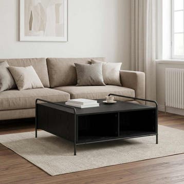 vidaXL Salontafel Zwart eiken 90 x 90 x 41 cm Bewerkt hout, Huis en Inrichting, Verzenden, Nieuw, Overige houtsoorten, 50 tot 100 cm