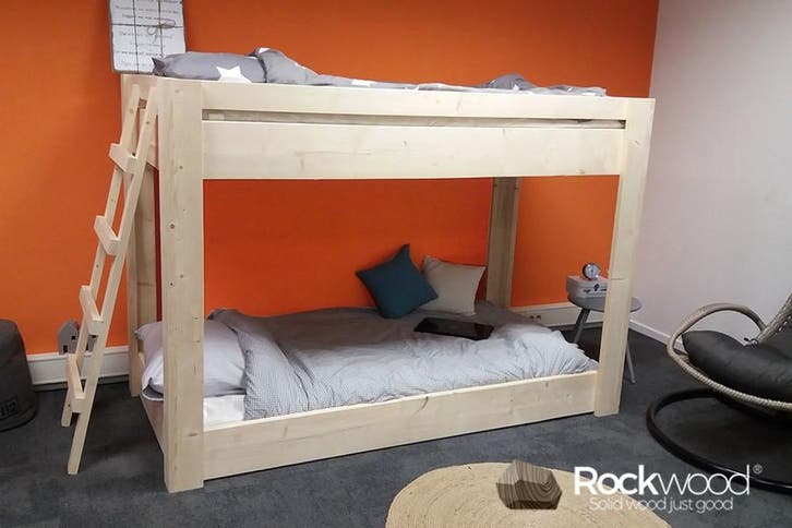 Rockwood® Halfhoogslaper/Stapelbed Steigerhout Stijn, Kinderen en Baby's, Kinderkamer | Stapelbedden en Hoogslapers, Halfhoogslaper