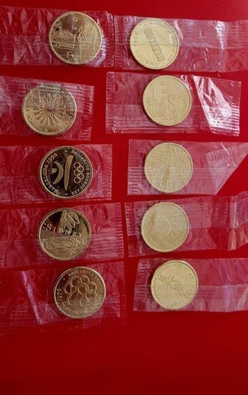 Olympische Spelen 22-karaats gouden munten - complete, Nieuw