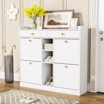 Moderne Schoenenkast 110×26×100 – 4 Deuren, 2 Lades, 3 Vakke, Verzenden, Nieuw