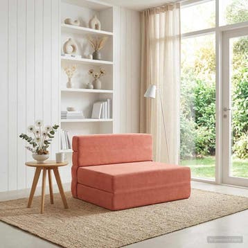 vidaXL Vouwbare Bankbed Rood-oranje 70 x 72 x 60 cm Stof, Verzenden, Nieuw, Stof, Minder dan 150 cm