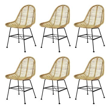 vidaXL Eetkamerstoelen rattan natuurlijk 6 st, Verzenden, Nieuw