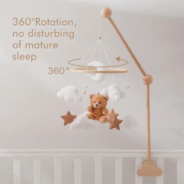 Houten Baby Mobiel voor Ledikant met Teddybeer, Maan en Ster, Kinderen en Baby's, Verzenden, Nieuw