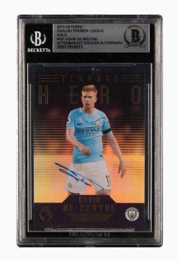 2017 Topps EPL Gold Chrome Kevin De Bruyne Hand Signed, Nieuw