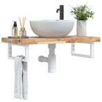 vidaXL Badkamer wandschap staal en massief acaciahout, Verzenden, Nieuw
