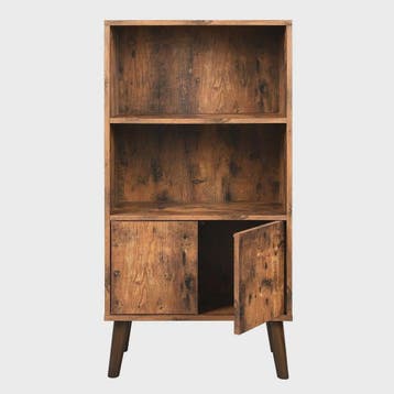 Rustieke Boekenkast met Deuren - 3 Niveaus - Vintage Design, Verzenden, Nieuw