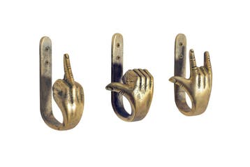 Kapstokhaak FINGERS 20 cm set van 3 messing - 45662, Ophalen of Verzenden, Nieuw