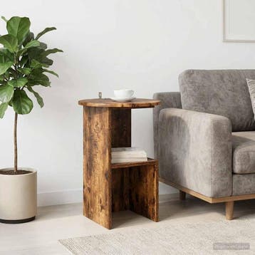 vidaXL Bijzettafel Gerookt eiken Ø 39,5 x 55 cm Bewerkt hout, Verzenden, Nieuw, Overige houtsoorten