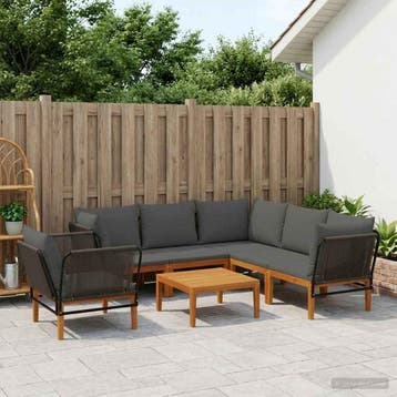 vidaXL 7 st Massief acaciahout & touw Naturel, Verzenden, Nieuw, 7 zitplaatsen