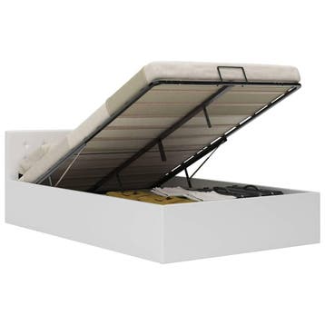 vidaXL Bedframe hydraulisch kunstleer wit 140x200 cm, Overige materialen, Verzenden, Wit, 140 cm