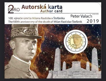 Slowakije. 2 Euro 2019 Milan Rastislav Štefánik (author