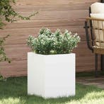 vidaXL Tuin Bloempot Wit 32 x 32 x 40 cm Koudgewalst staal, Verzenden, Minder dan 60 cm, Nieuw, Metaal