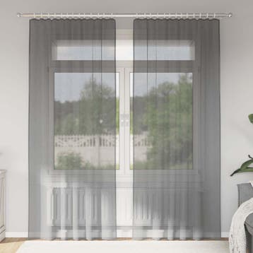vidaXL Gordijnen voile met roedezakken 2 st donkergrijs, Huis en Inrichting, Stoffering | Gordijnen en Lamellen, Verzenden, Nieuw