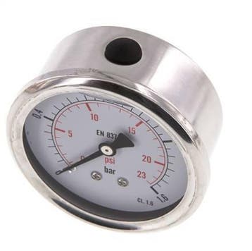 0..1.6 Bar Glycerine Manometer Achteraansluiting RVS/Messing, Verzenden, Nieuw