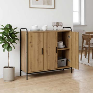 vidaXL Dressoir Artisanaal eiken 97 x 33 x 81 cm Bewerkt, Huis en Inrichting, Verzenden, Nieuw, Overige houtsoorten, Minder dan 50 cm