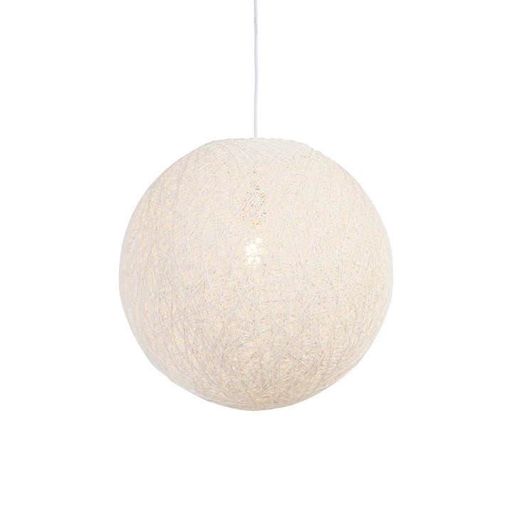 Landelijke hanglamp wit bol 45cm - Corda, Huis en Inrichting, Lampen | Hanglampen, Nieuw, Verzenden