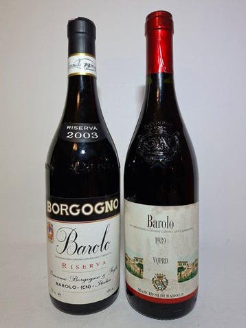 1989 Marchesi di Barolo & 2003 Riserva Giacomo Borgogno -, Verzamelen, Wijnen, Nieuw