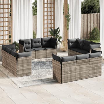 vidaXL 12-delige Loungeset met kussens poly rattan, Verzenden, Nieuw, Loungeset