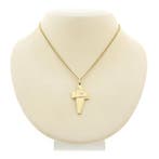 Gouden hanger van een abstract kruis met diamant; 0,05 ct., Ophalen of Verzenden, Gebruikt, Goud, Overige merken